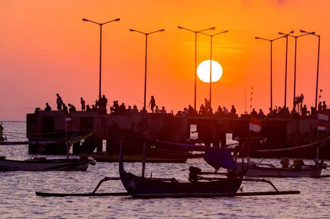 Indonesia, Bali, Jimbaran, Sunset at the ocean