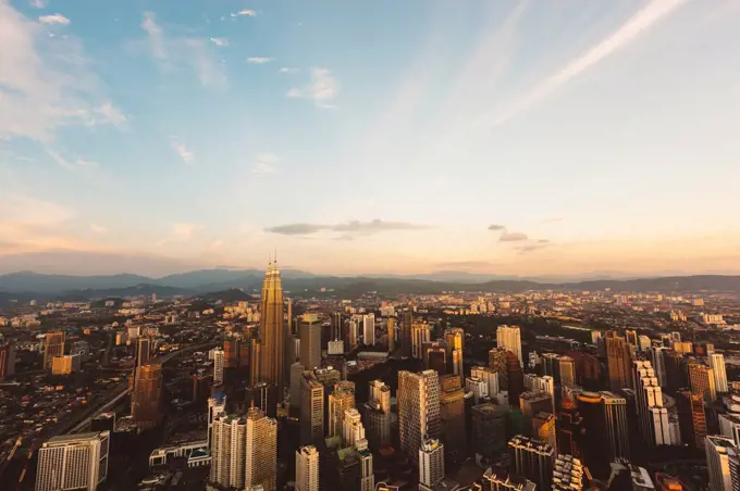 Malaysia, Kuala Lumpur, cityscape at sunset