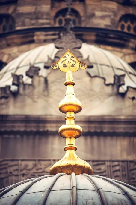 Turkey, Istanbul, New mosque, golden ornamentation