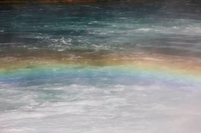 Switzerland, Rheinfall, water and rainbow