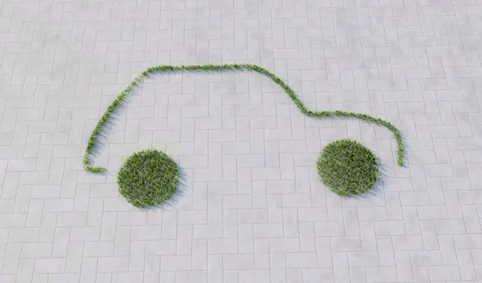 Grass contour of eco car