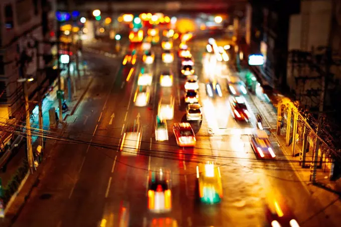 Thailand, Traffic in Bangkok at night
