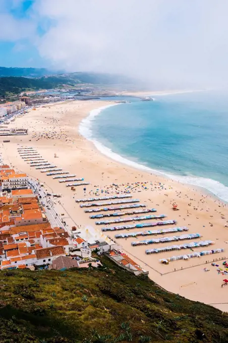 Portugal, Nazare, View to beach