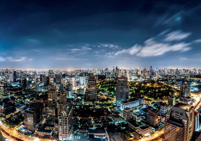 Thailand, Bangkok, skyline at night
