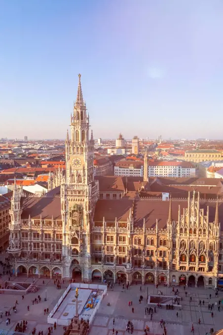 Germany, Munich, view to New Town Hall at Marienplatz from above