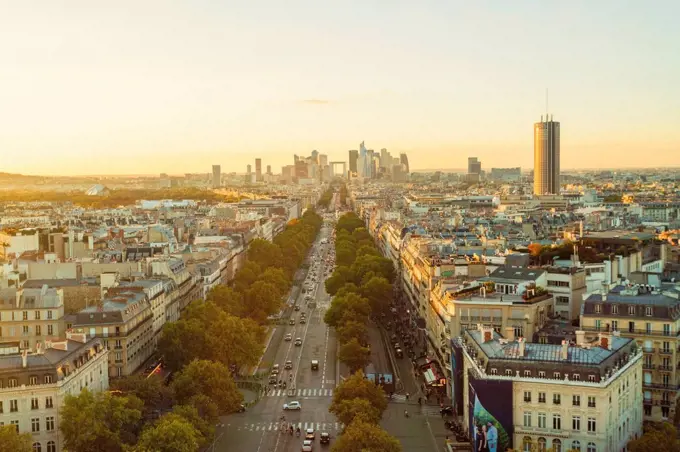 France, Paris, view to the city with La Defense in the background