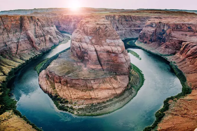 SA, Arizona, Page, Colorado River, Glen Canyon National Recreation Area, Horseshoe Bend at sunset