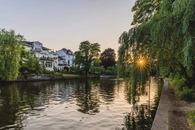 Germany, Hamburg, residential buildings at the Alster