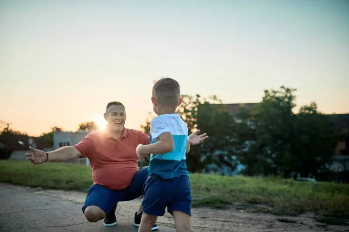 Grandfather and grandson spending time together