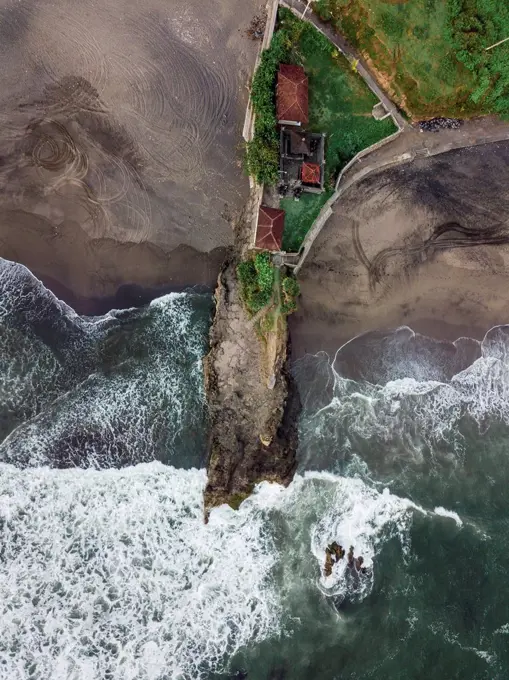 Indonesia, Bali, Aerial view of Bali island, rocky beach