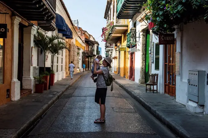 Colombia, Cartagena, Old town, mother holding her baby