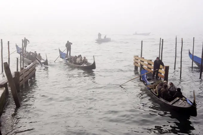 Italy, Venice, gondolas and gondoliers