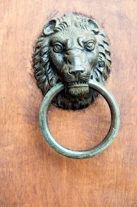 Italy, Venice, Lion head, doorknocker, close_up