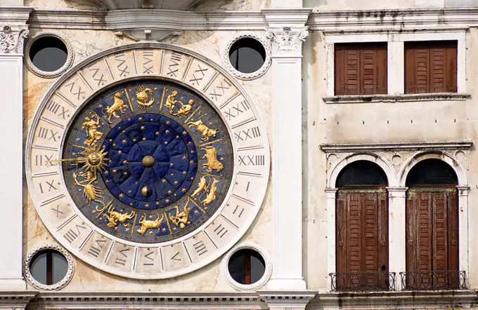 Italy, Venice, St Marcus Square, Tower, Zodiac signs