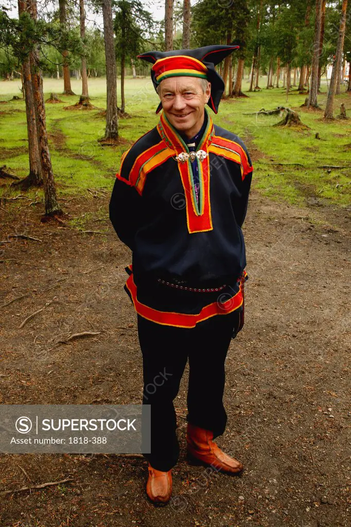 Mature man in traditional clothing, Lapland, Norway