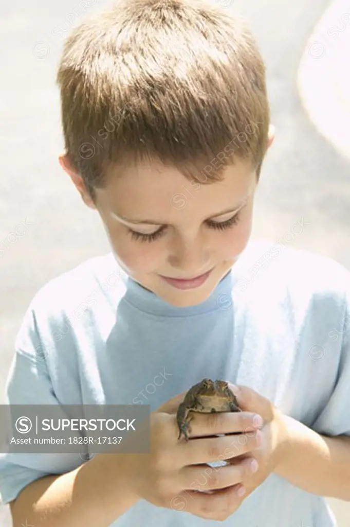 Portrait of Boy Holding Frog   