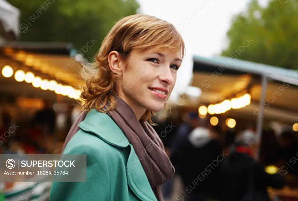 Portrait of Woman at Outdoor Market   