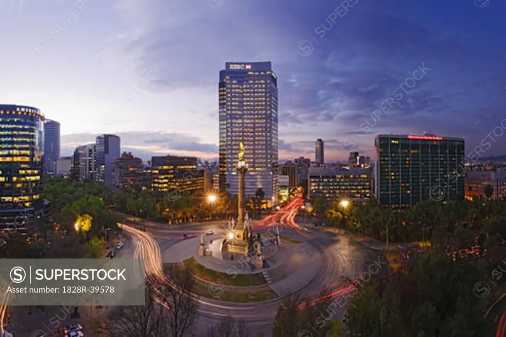 Overview of Traffic Circle, Paseo de la Reforma, Mexico City, Mexico   