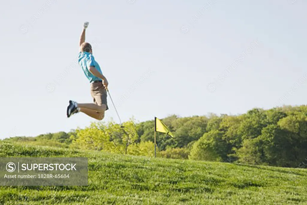 Excited Golfer Jumping                                                                                                                                                                                  