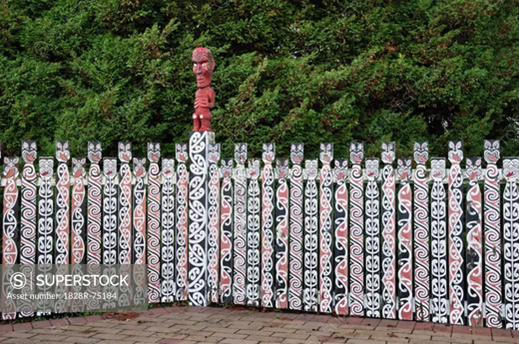 Maori Art, Government Gardens, Rotorua, Bay of Plenty, North Island, New Zealand