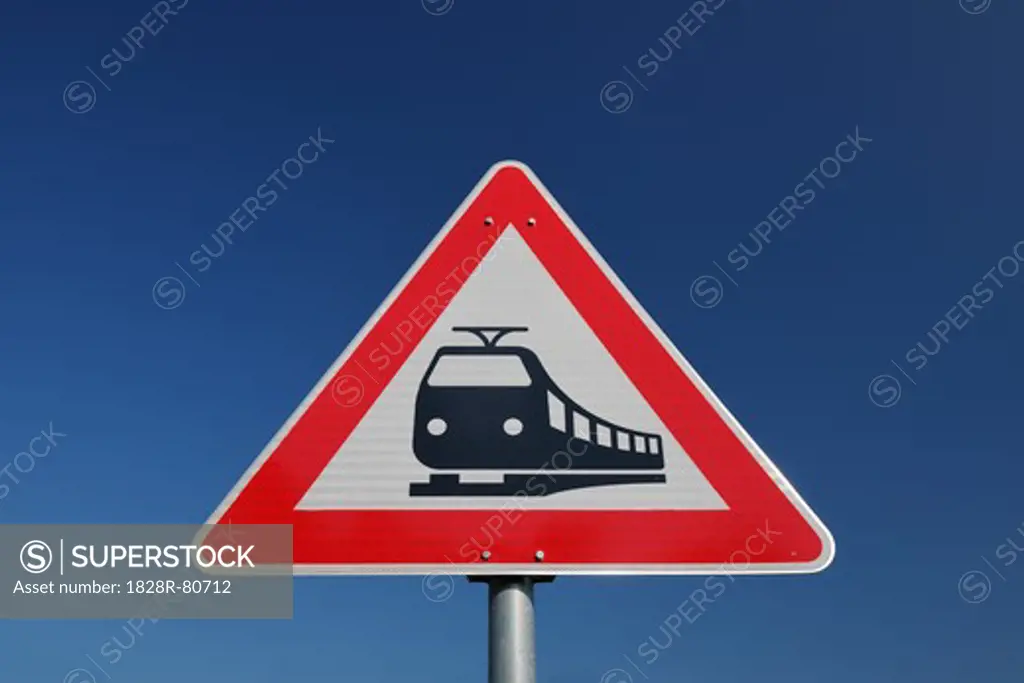 Unguarded Railway Crossing Sign, Pfalzerwald, Rhineland-Palatinate, Germany