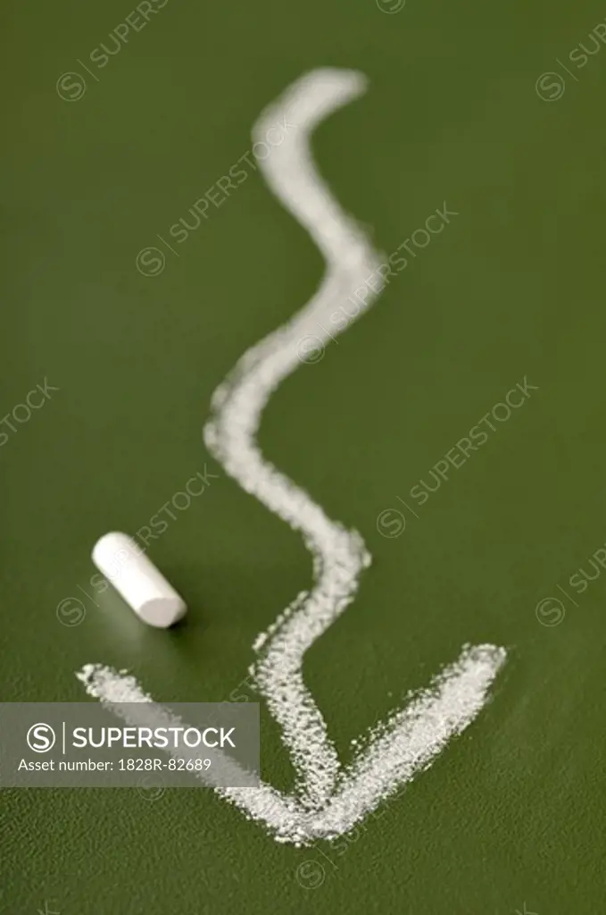 Chalk Drawing of Squiggly Arrow