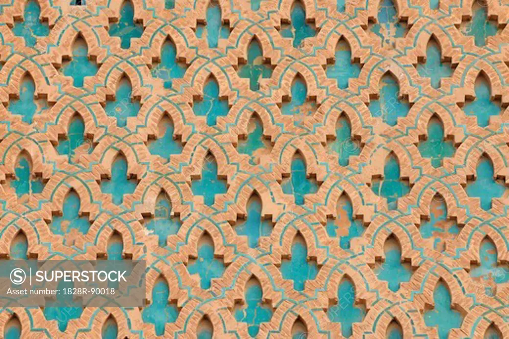 Traditional Design on Minaret of Kasbah Mosque, Marrakech, Morocco