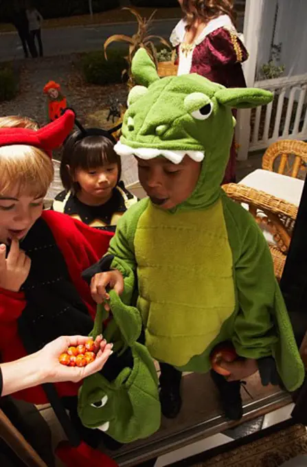 Children Trick or Treating at Halloween   