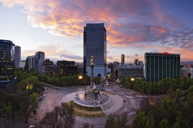 Overview of Traffic Circle, Paseo de la Reforma, Mexico City, Mexico   