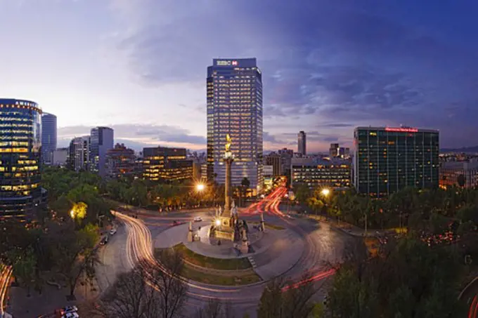 Overview of Traffic Circle, Paseo de la Reforma, Mexico City, Mexico   