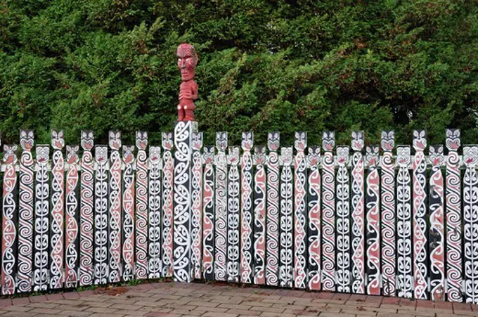 Maori Art, Government Gardens, Rotorua, Bay of Plenty, North Island, New Zealand