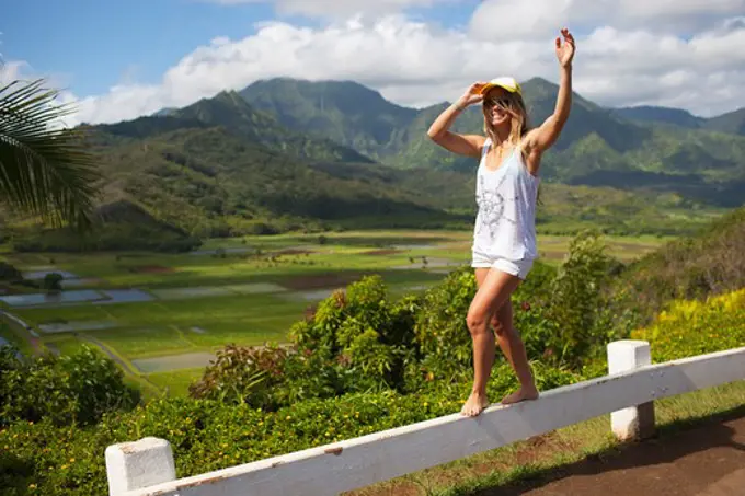 Woman, North Shore, Kauai, Hawaii, USA