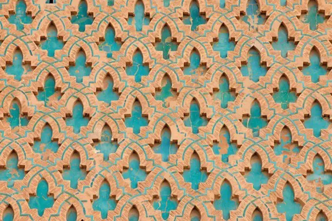 Traditional Design on Minaret of Kasbah Mosque, Marrakech, Morocco