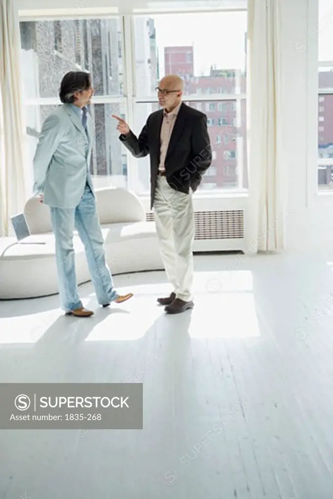 Two businessmen standing and talking