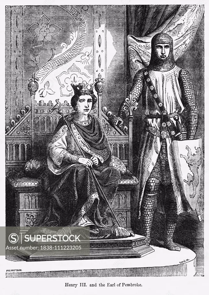 Henry III and the Earl of Pembroke, Illustration from John Cassell's Illustrated History of England, Vol. I from the earliest period to the reign of Edward the Fourth, Cassell, Petter and Galpin, 1857