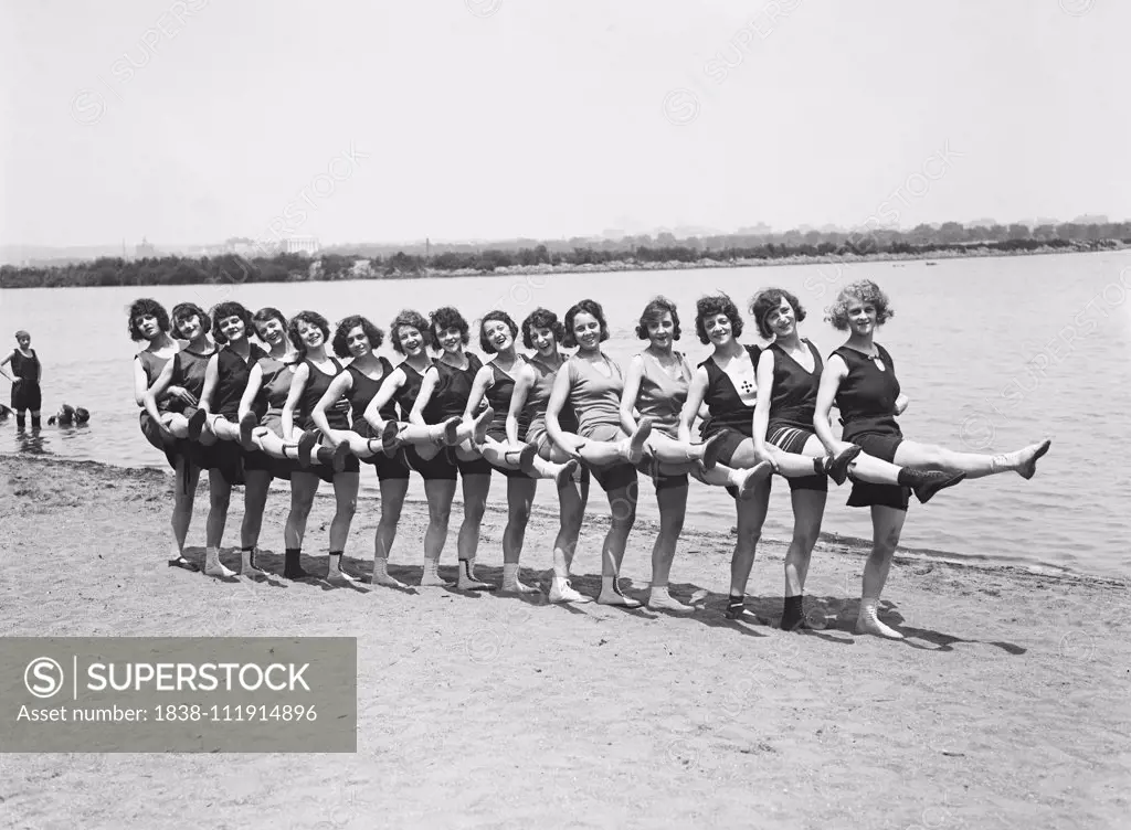 Bathing Beauties Dancing on Beach, photograph by Harris & Ewing, 1923