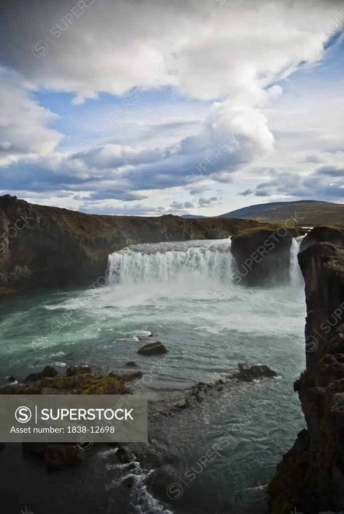 Godafoss, ""Waterfall of the Gods"" and Sky, Myvatn, Iceland