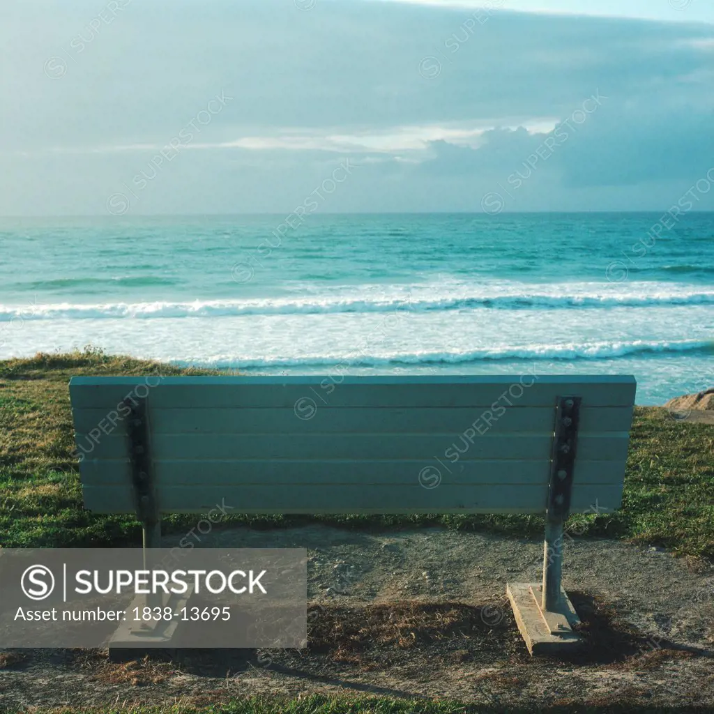 Bench Overlooking Scenic Ocean, Los Angeles, California, USA