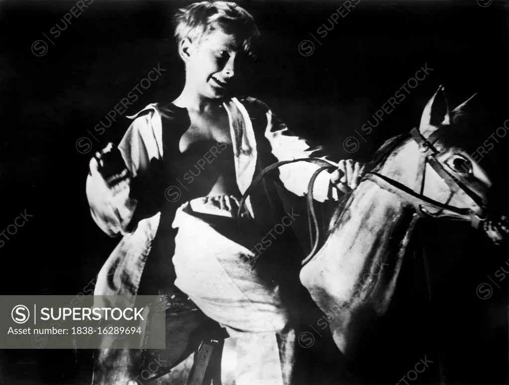 John Howard Davies, on-set of the Film, "The Rocking Horse Winner", Universal Pictures, 1950