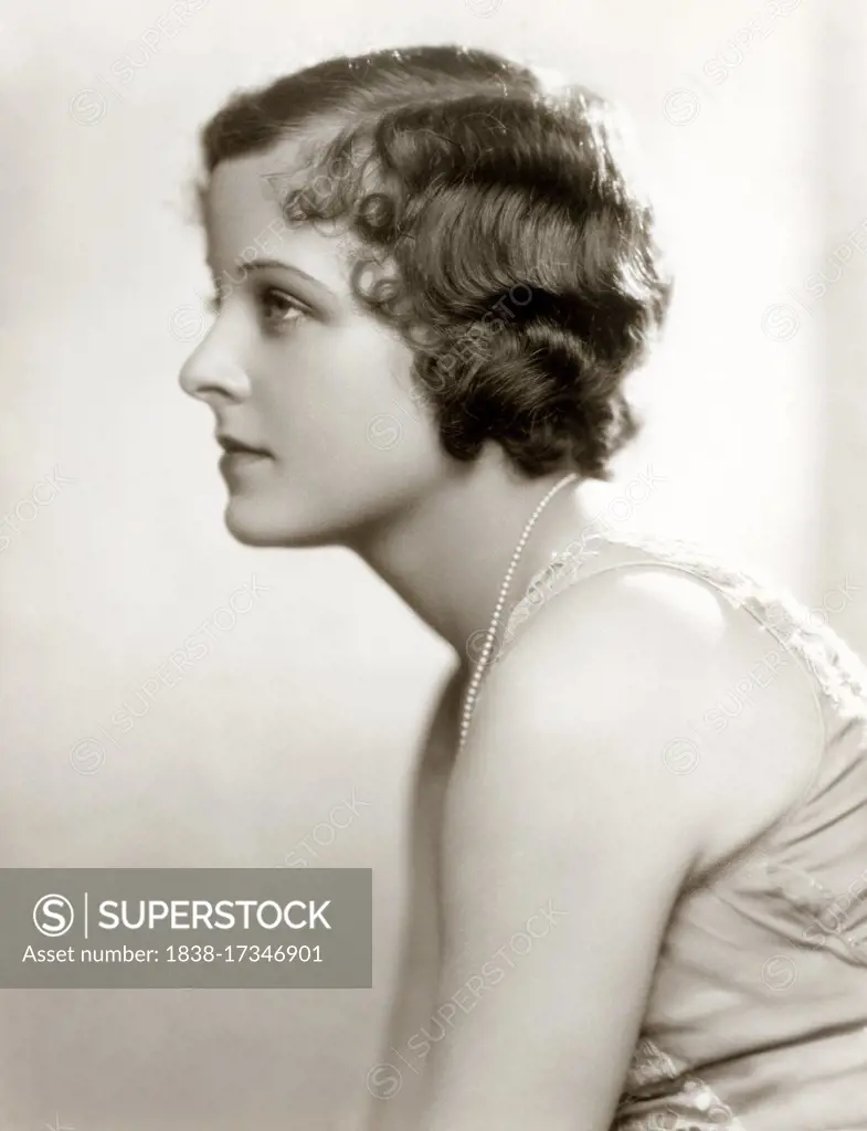 Actress Barbara Kent, Head and Shoulders Profile Portrait, Universal Pictures, late 1920's