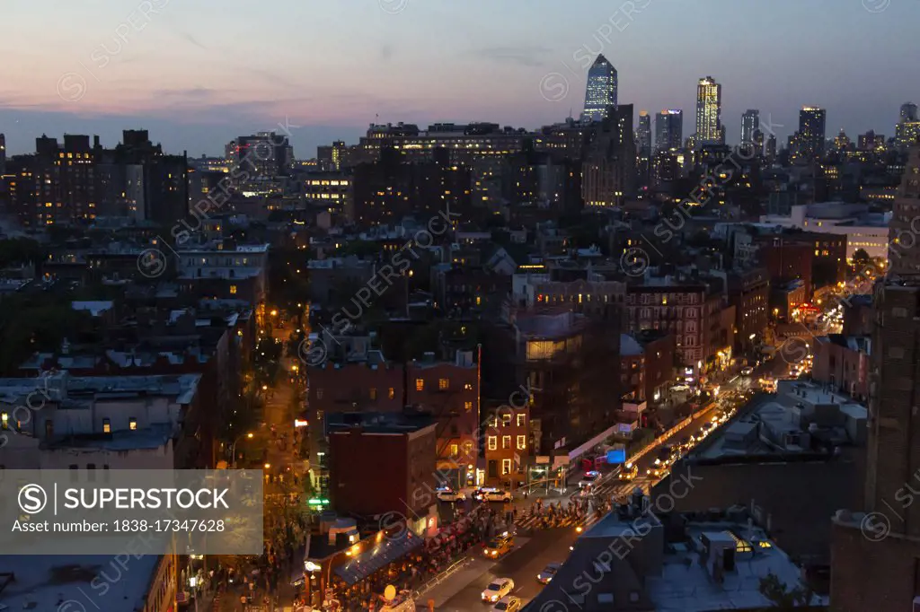 Cityscape at Dusk, West Village, New York City, New York, USA