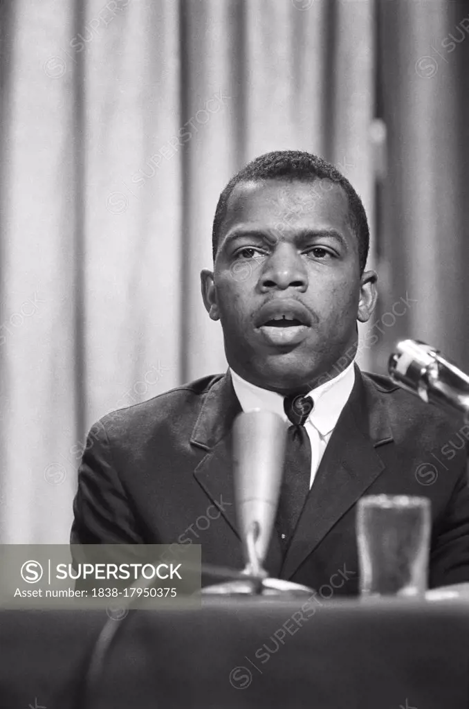 John Lewis, Chairman of the Student Nonviolent Coordinating Committee, speaking at meeting of American Society of Newspaper Editors, Statler Hilton Hotel, Washington, D.C., USA, Marion S. Trikosko, April 16, 1964