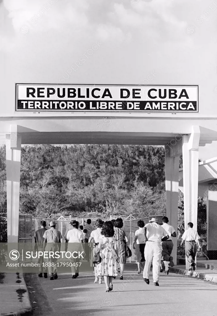 Cuban Workers exiting for the day, Guantanamo Bay U.S. Naval Base, Cuba, Warren K. Leffler, November 12, 1962