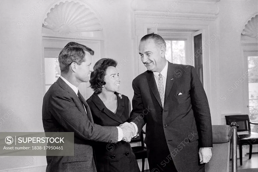 U.S. President Lyndon Johnson greeting Robert and Ethel Kennedy at White House, Washington, D.C., USA, Warren K. Leffler, September 3, 1964