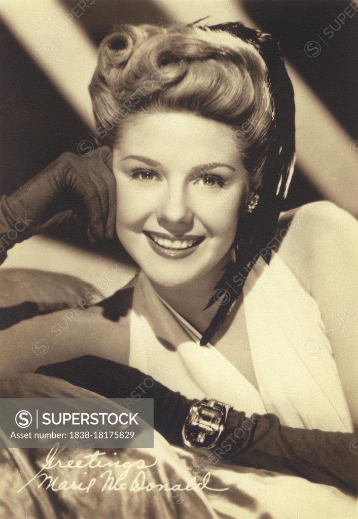 American Singer and Actress Marie McDonald, Head and Shoulders ...