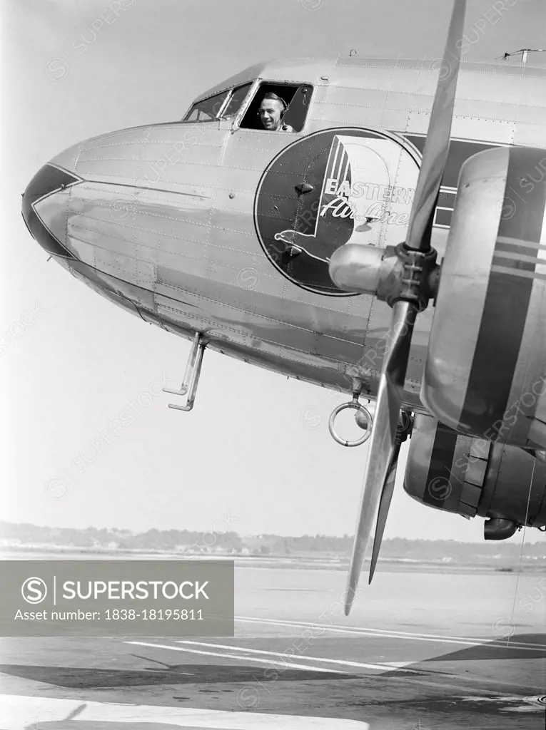 Pilot waiting for the signal to take off, Municipal Airport, Washington, D.C., USA, Jack Delano, U.S. Office of War Information, July 1941