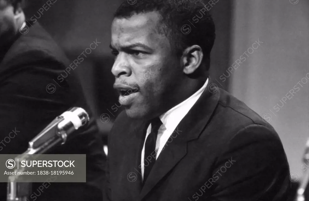 John Lewis, Chairman of the Student Nonviolent Coordinating Committee, speaking at meeting of American Society of Newspaper Editors, Statler Hilton Hotel, Washington, D.C., USA, Marion S. Trikosko, April 16, 1964