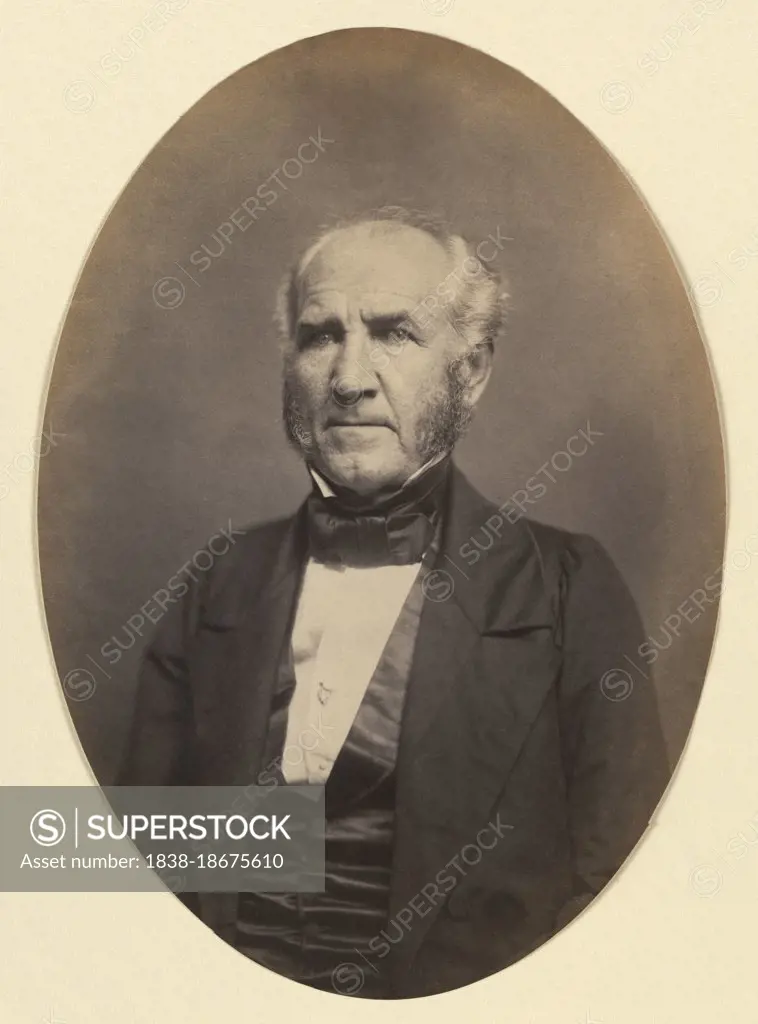 Samuel Houston (1793-1863), American Politician and Statesman, served as Governor of Texas and Tennessee, head and shoulders Portrait, unidentified Artist, 1858