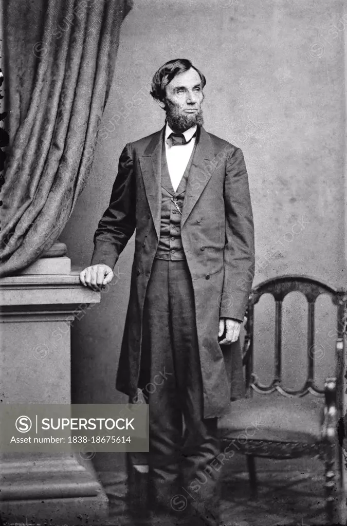 Abraham Lincoln (1809-1865), American Politician, 16th President of the United States, full-length Portrait, Thomas Le Mere, Mathew Brady Studio, 1863