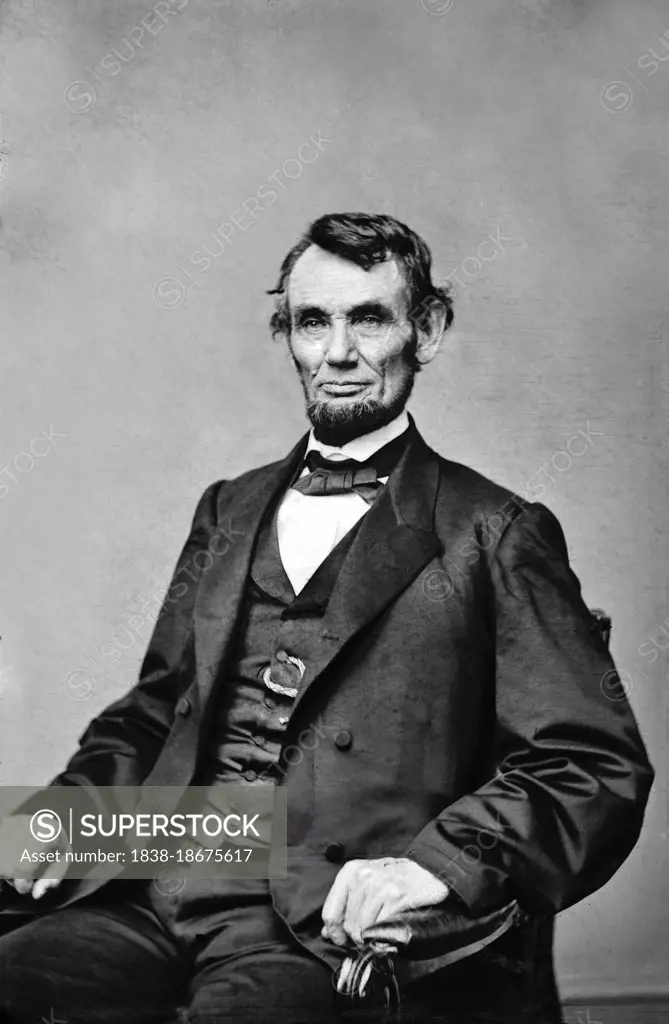 Abraham Lincoln (1809-1865), American Politician, 16th President of the United States, half-length seated Portrait, Anthony Berger, Mathew Brady Studio, 1864